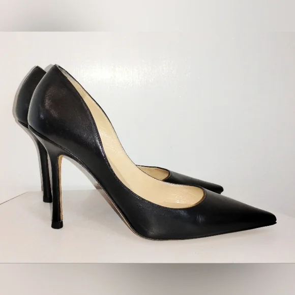 JIMMY CHOO BLACK LEATHER HEELS - Picture 3 of 7